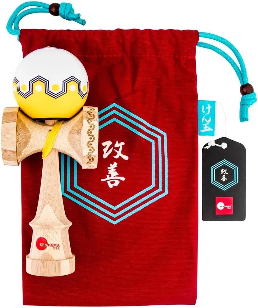 けん玉 KENDAMAUSA Kaizen Kendama ジェット シェイプ オリガミ origami 改善 けん玉 Kaizen Origami Jet Shape (ホワイトイエロー)