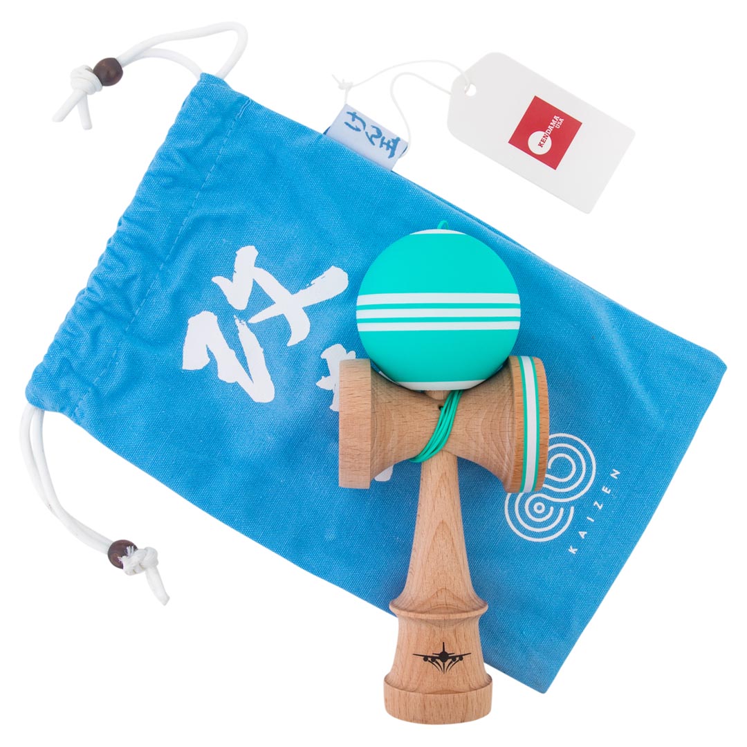 KENDAMA USA Kaizen Kendama ジェット シェイプ トリプル ストライプ ティール/ホワイト
