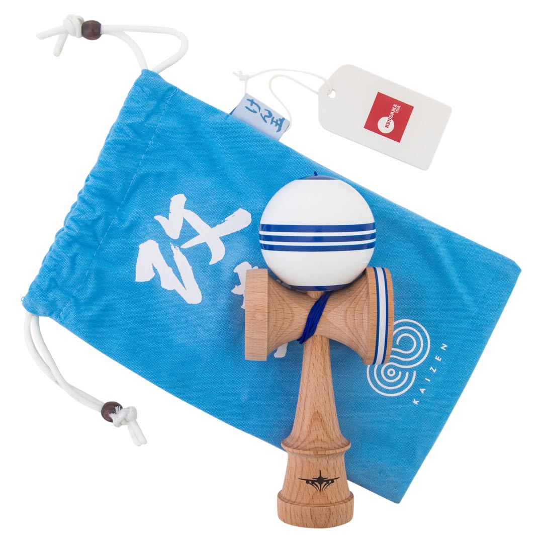 KENDAMA USA Kaizen Kendama ジェット シェイプ トリプル ストライプ ホワイト/ブルー