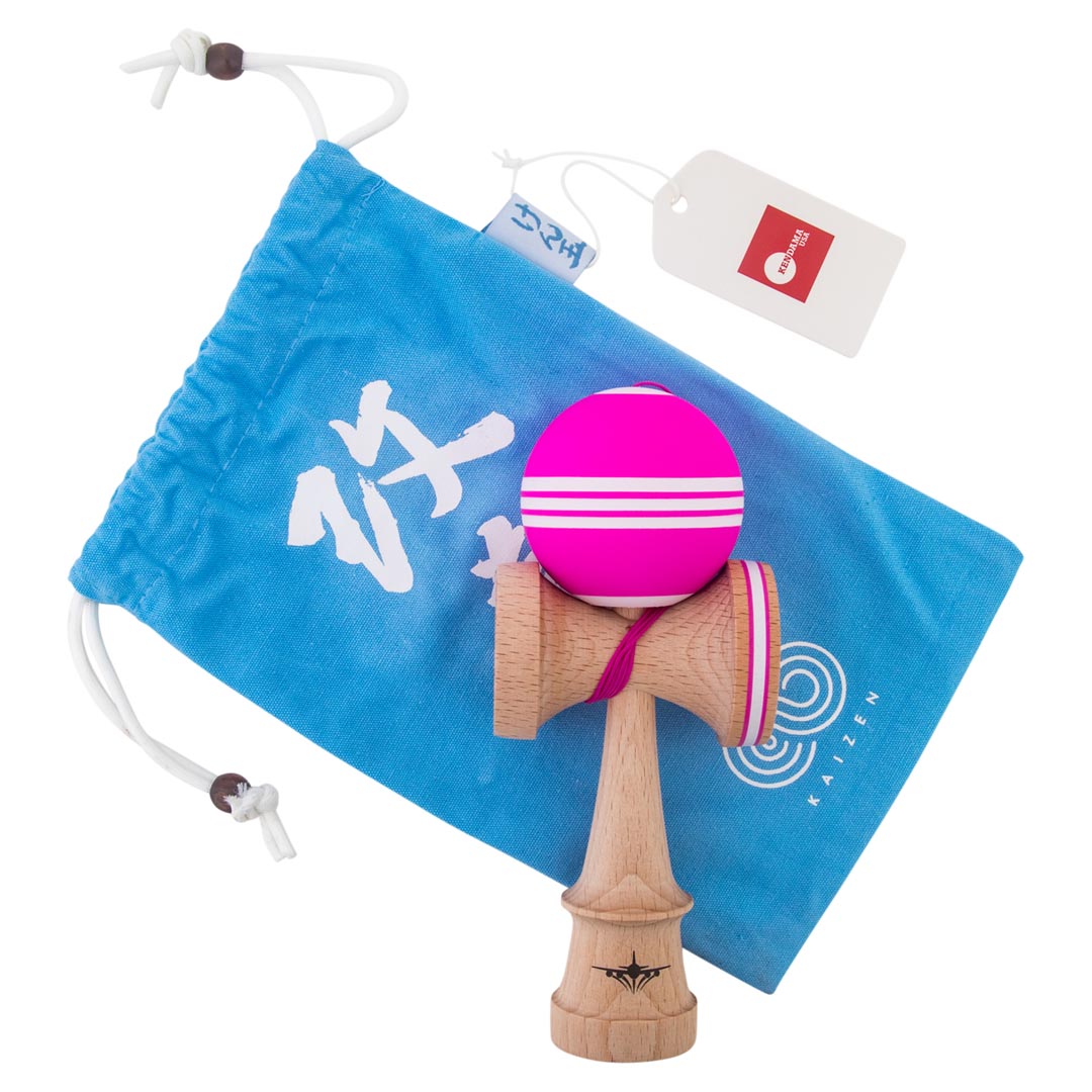 KENDAMA USA Kaizen Kendama ジェット シェイプ トリプル ストライプ ピンク/ホワイト