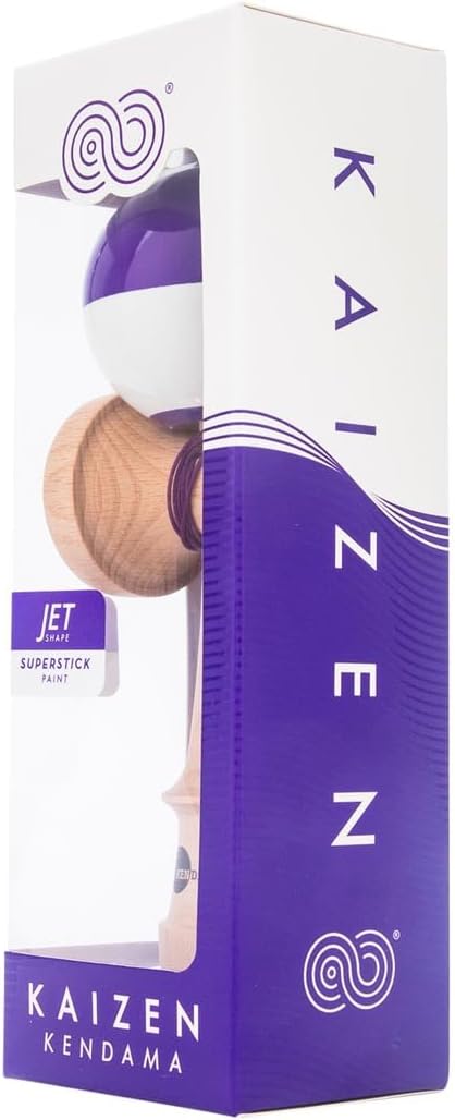 けん玉 KENDAMAUSA Kaizen Kendama ジェット シェイプ ハーフスプリット 改善 けん玉 Half Split JET Shape (パープルホワイト)