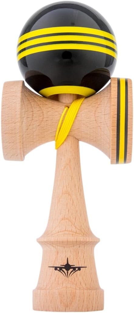 けん玉 KENDAMAUSA Kaizen Kendama ジェット シェイプ トリプル スプリット 改善 けん玉 Triple Split JET Shape (ブラックイエロー)