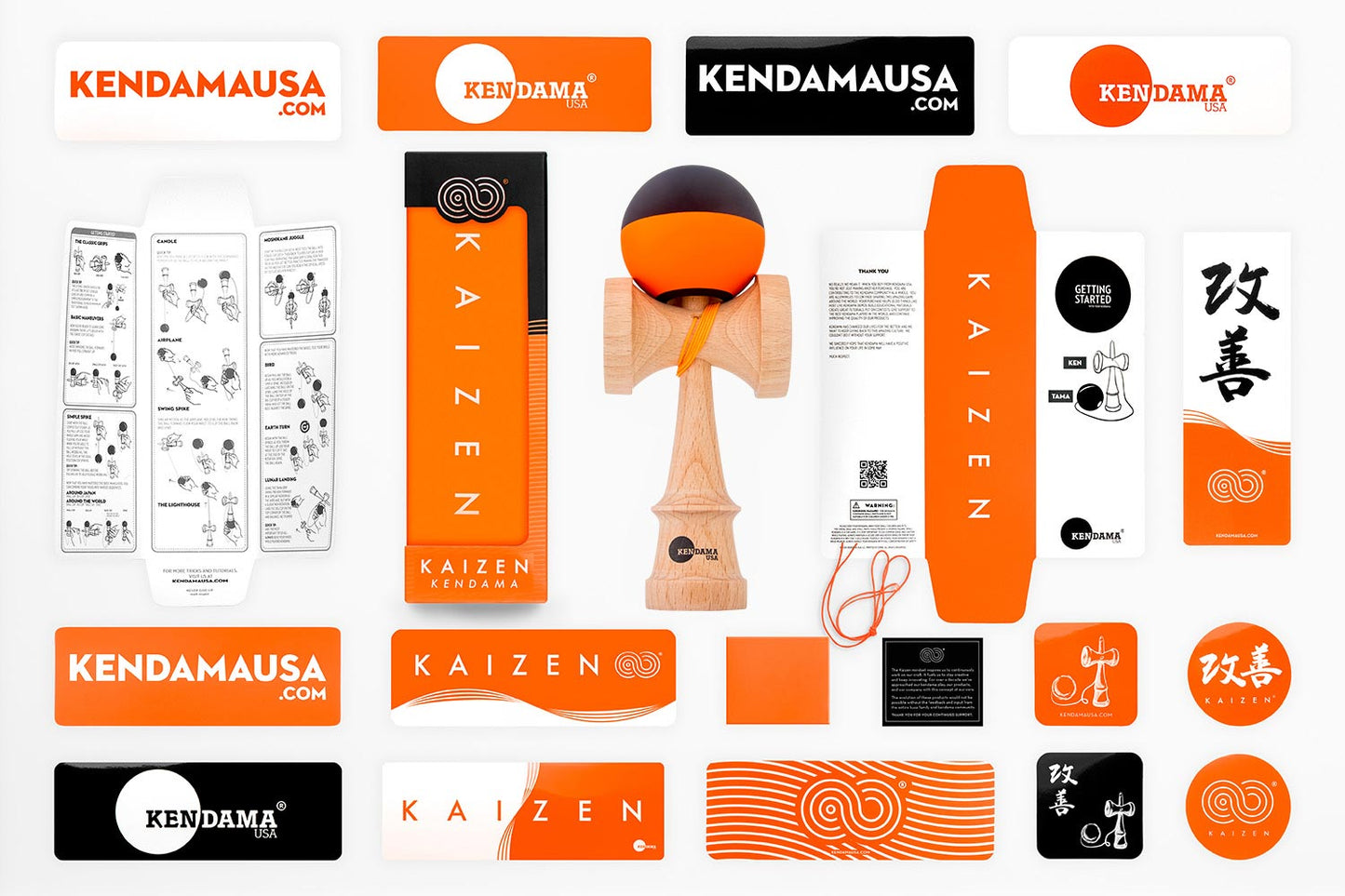 KENDAMA USA Kaizen Kendama Jet Shape Half Split Black/Orange