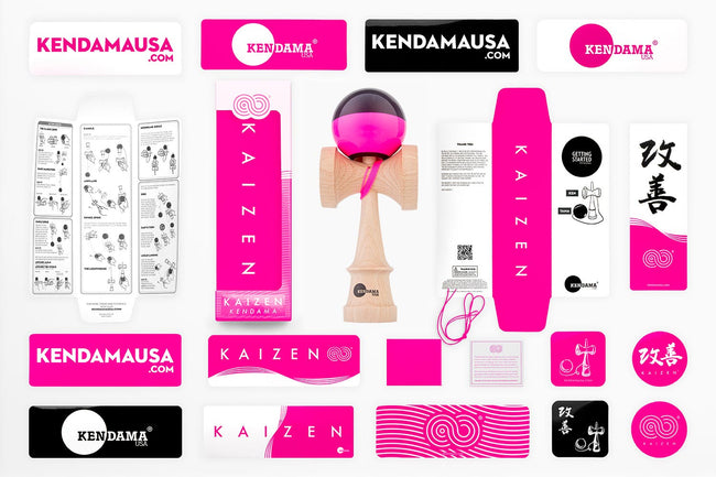 KENDAMA USA Kaizen Kendama ジェット シェイプ ハーフスプリット ピンク／ブラック